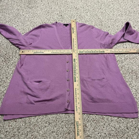 Talbots Cardigan Sweater Sz 3X Petite Button Front V Neck Lavender Purple Casual - Picture 7 of 7